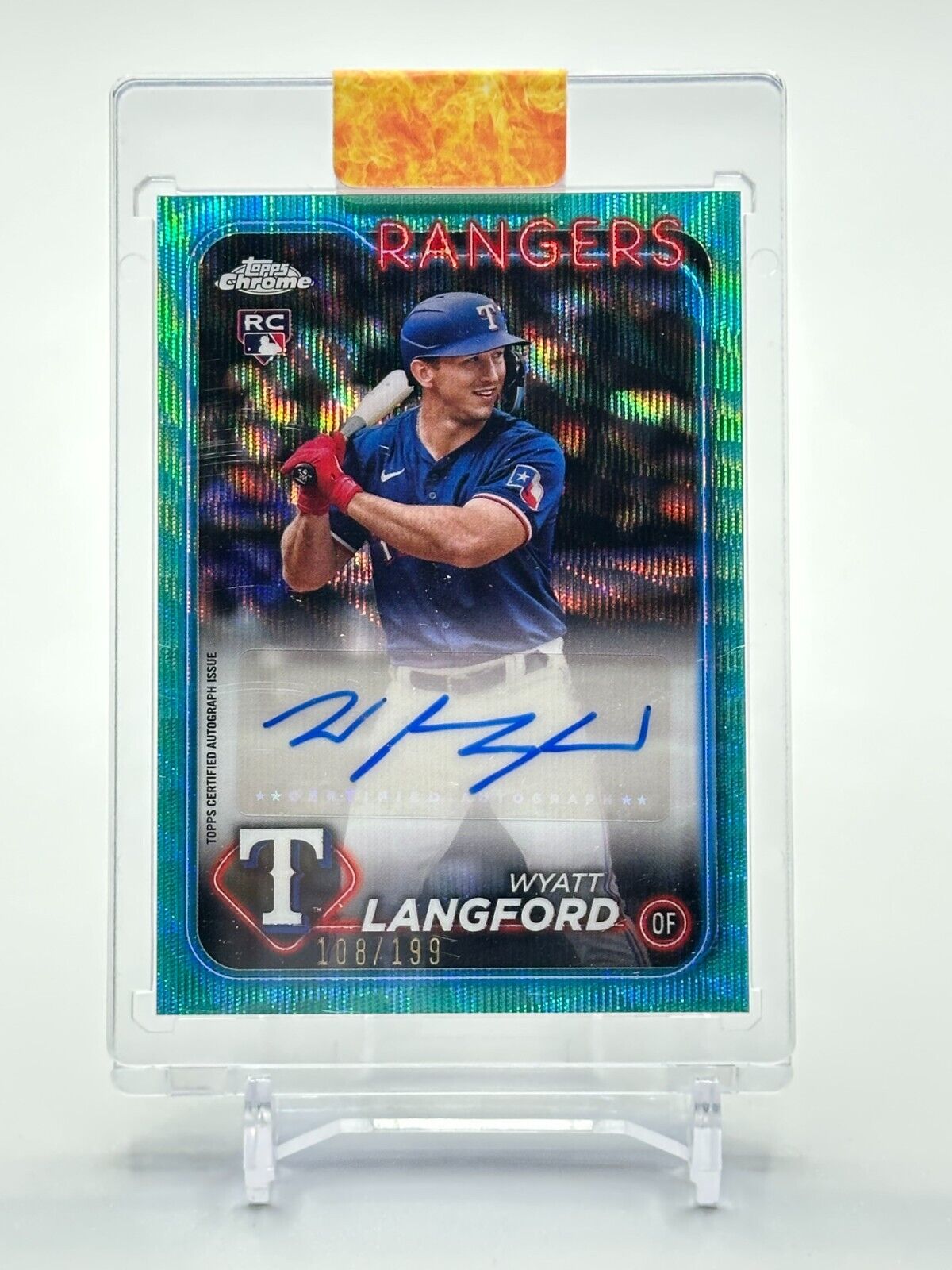 2024 Topps Chrome Update Wyatt Langford Auto RC Aqua Wave Refractor /199