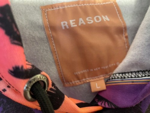 Sunset Palm Tree design by Reason, pull over hoodie Size Large 100% Polyester - Picture 3 of 3