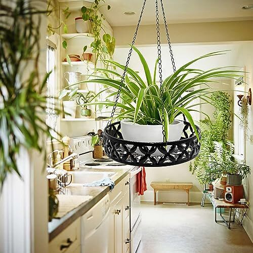 ARTORA Metal Plant Hanger, Modern Plant Hanging Basket Decorative Black Plant - Picture 3 of 8