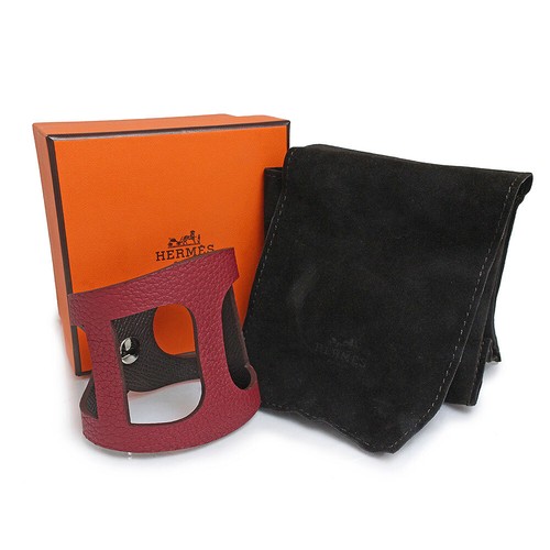 HERMES Petit Ache Nue ChèNe D'ancre Bracelet Togo Epsom Rouge H & Chocolat - Picture 2 of 7