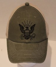 U.S. Navy Men's Hat QUALITY Vintage Seal Embroidery Green Military Mesh Cap