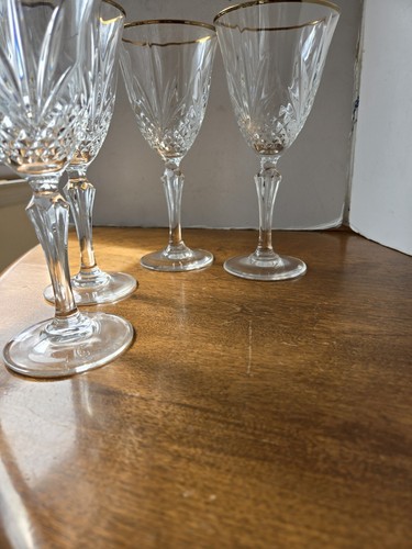 Salzburg Gold by CRISTAL DE FLANDRE Wine Glasses France Set Of 4 - Picture 10 of 19