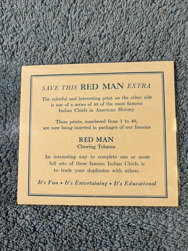 1954 T129 Red Man Chewing Tobacco - American Indian Chiefs - #33 Big Elk - Picture 2 of 4