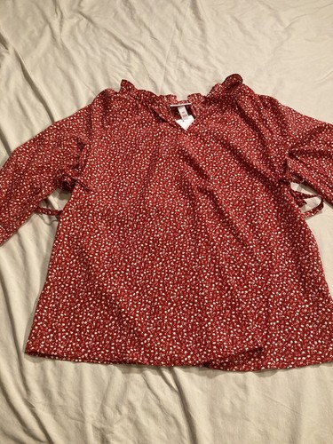 Isabel By Ingrid + Isabel Maternity Women XS Red Floral Dress Top W/ Tie Strings - Picture 2 of 8