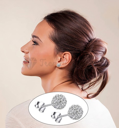 8MM Round 925 Sterling Silver Shamballa Crystal Ball Women Ear Stud Earrings 2x - Picture 9 of 108