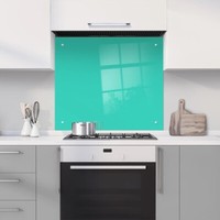Coloured Glass Splashback with Pre Drilled Holes & Wall Hanging Fixings
