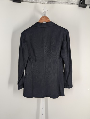 Barneys New York Vtg Linen Nylon Tech Weave Blazer Normcore Navy Jacket 38 Italy - Picture 3 of 5