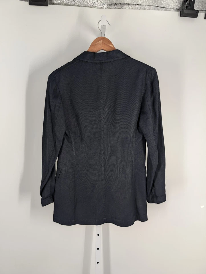 Barneys New York винтажный льняной нейлоновый блейзер Tech Weave Normcore темно-синяя куртка 38 Италия - Изображение 3 из 4