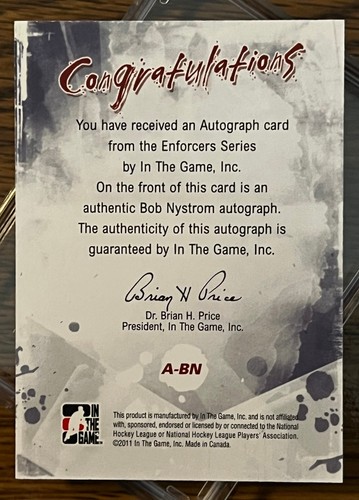 2011/2012 - In The Game - Enforcers - Autographed Cards - Picture 23 of 165