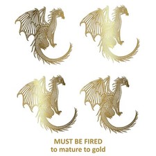 Classic Dragon 4 pcs 2 Inch 22k Gold Fused Glass Decals