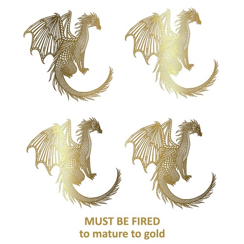 Classic Dragon 4 pcs 2 Inch 22k Gold Fused Glass Decals - Picture 1 of 2
