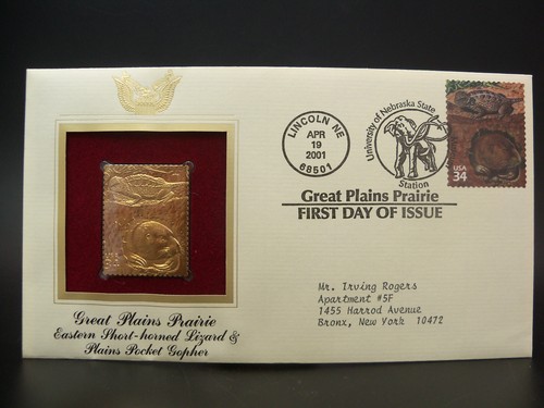 USA 2001 Great Plains Prairie Eastern Lizard & Plains Gopher First Day Cover - Bild 1 von 6