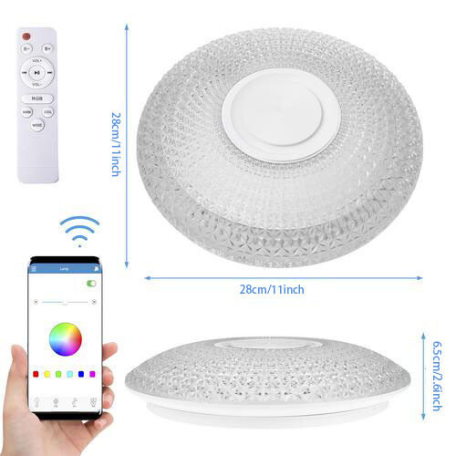 RGB LED Deckenlampe mit Bluetooth Musik Lautsprecher Fernbedienung Dimmbar Lampe - Bild 22 von 64
