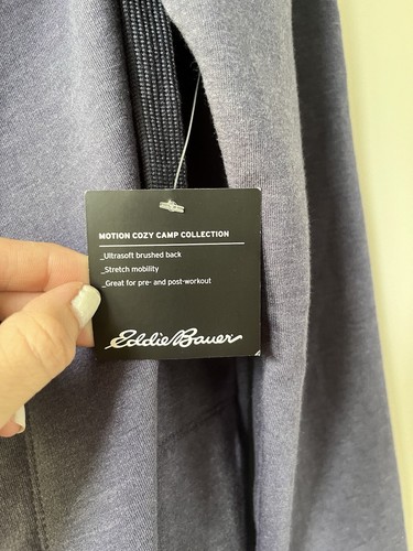NWT Eddie Bauer Motion Cozy Camp Wrap Blue Size M Medium Fleece Hooded Cardigan - Foto 4 di 7