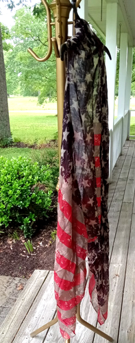 American Flag Patriot July 4th Kimono Vest Cowgirl Boho Vintage Festival Scarf - Picture 5 of 9