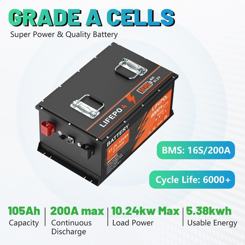 48V 105Ah Lithium Golf Cart Battery 200A BMS 6000+Cycles APP Charger Monitor Set - Picture 2 of 14
