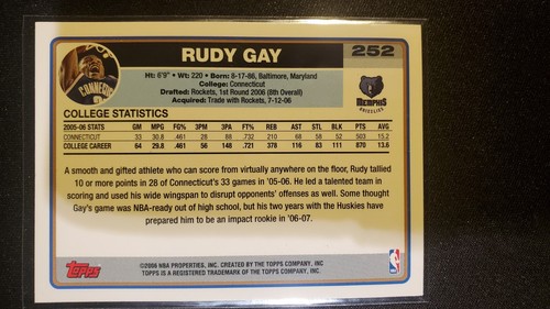 2006 Rudy Gay topps rookie auto - Bild 2 von 2