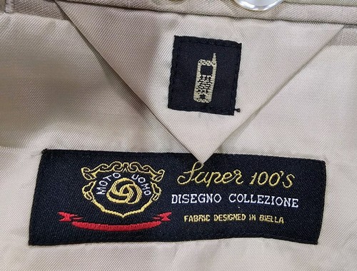 Falcone Mafia Double Stripe Suit Beige Gold MENS Blazer 56L Pants 52 - Picture 4 of 23