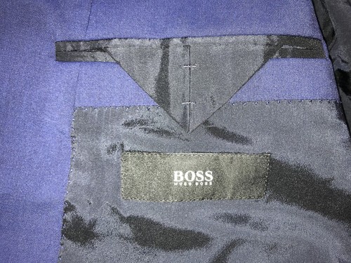 HUGO BOSS - TRAJE DE LANA AZUL LISO CALCE AJUSTADO PARA HOMBRE - 40 Reg - W32 L32 - HERMOSO - Imagen 8 de 13