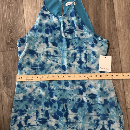 NWT Calvin Klein Blue Tie Dye Printed Sleeveless Midi Dress Size 8 0227 - Picture 7 of 10