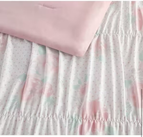 Pink Girls 4 Piece Twin Size Comforter Set Bedding Bedspread Microfiber Floral - Picture 4 of 10