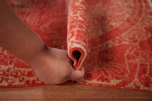 Contemporary Oriental Red Hand-knotted Wool Hallway Runner Rug 3x10 Carpet - Picture 16 of 18