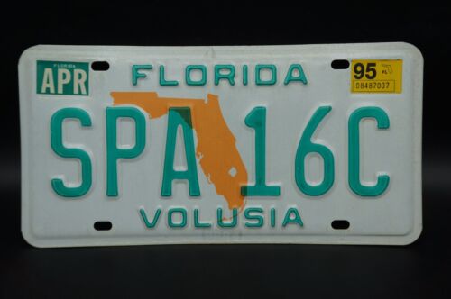 1995 Florida State Shape Vintage License Plate # SPA 16C
