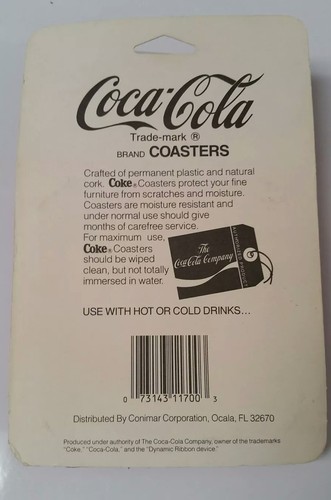 Vintage Coca-Cola Plastic, Cork Back Drink Coasters 2 sets (6) 3 3/4" coasters - Picture 2 of 2