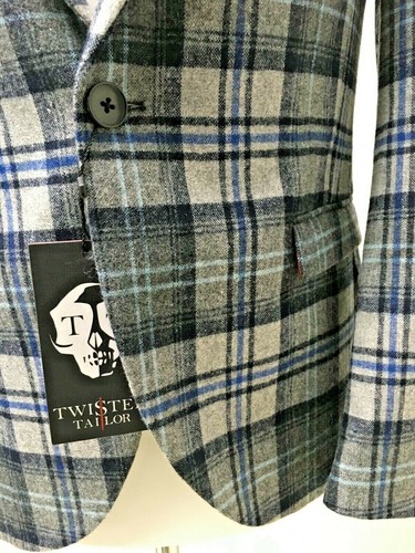 TWISTED SAILOR Mens Blue & Grey Check Jacket Blazer Size 40 NEW Medium RRP £145 - Picture 5 of 12