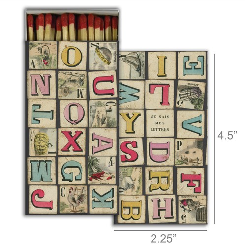 Alphabet Set of 2 Large Matchboxes with Wooden Matches - Picture 2 of 2
