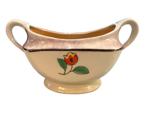 Vintage Art Deco Lusterware Floral Sugar Bowl Flowers Japan - Picture 2 of 7
