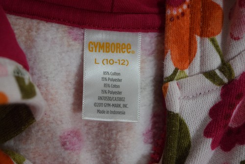 2011 Gymboree GIRLS L 10-12 Floral Full Zip Hoodie Sweatshirt - Picture 3 of 9