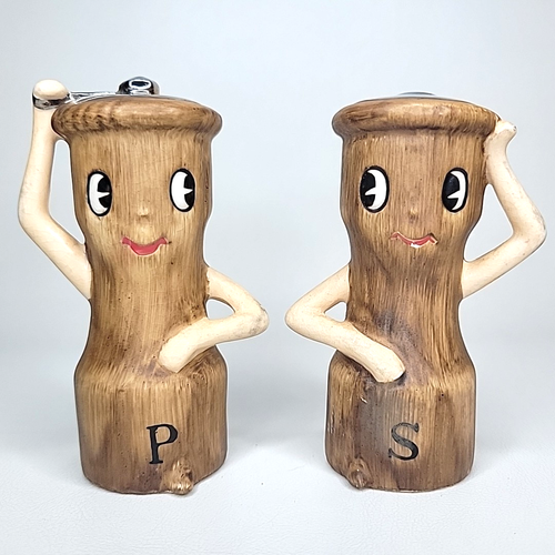 Vintage NAPCO Anthropomorphic Ceramic Salt & Pepper Mill Grinder Rare #3B4832 - Picture 3 of 7
