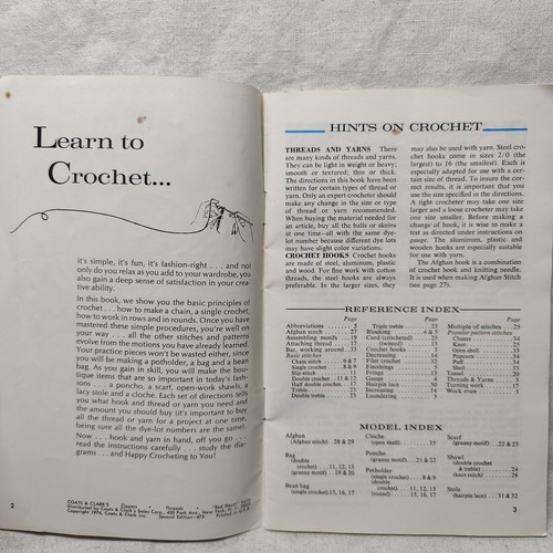 1974 Coats & Clark's Book 210-A LEARN TO KNIT & CROCHET Pattern Book - Picture 7 of 24