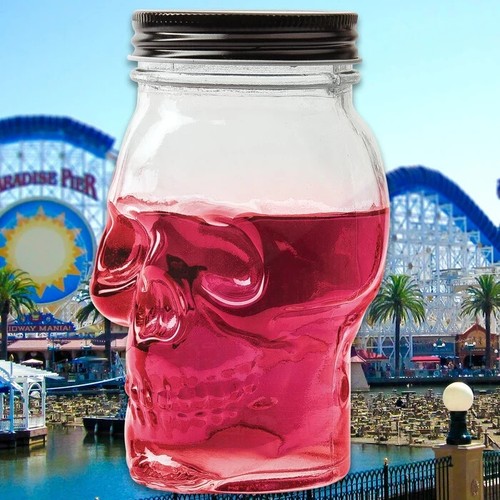 Skull Head Mason Jar 16oz with Lid (New) Clear/Silver, Free US Shipping. - Picture 5 of 9