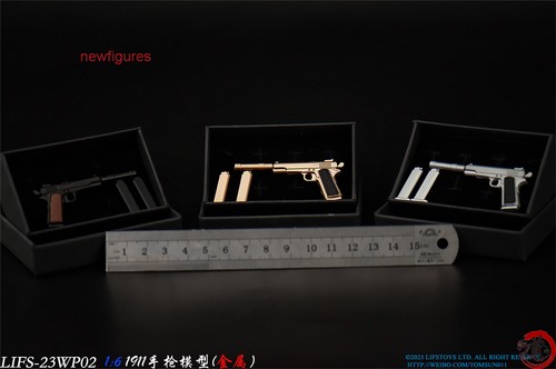 Modellino arma pistola 1:6 LIFS23WP02 argento 1911 per action figure maschile 12" body doll - Foto 6 di 6