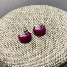 Pink enamel pierced hoop earrings from the 80s
