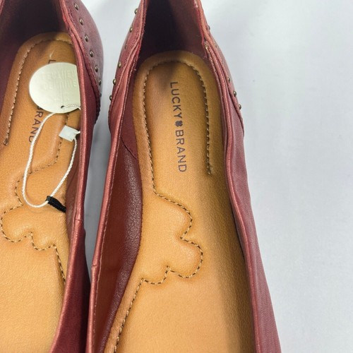 Lucky Brand Leather Ballet Flats Studded Accents Casual Shoes Womens 8M Brown - Picture 7 of 12