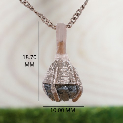 2.79 Ct Rough Shape Diamond 14K Solid Rose Gold Silver Engagement Rough Pendant - Picture 9 of 10