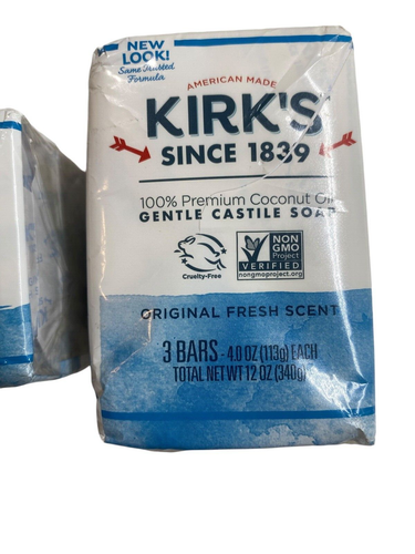 Kirk's 100% Premium Coconut Oil Gentle Castile Original Fresh Scent Soap 6 Bars - Picture 5 of 6