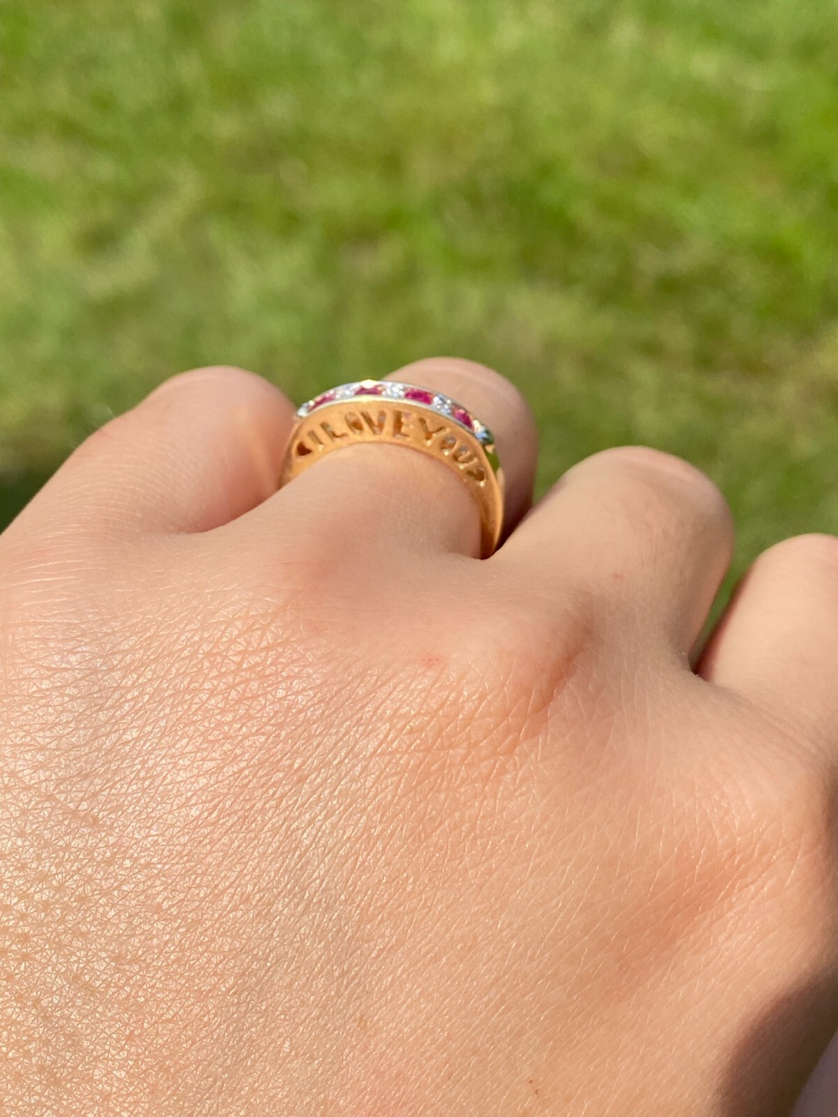 Yellow Gold Ruby and Diamond Band - image 10