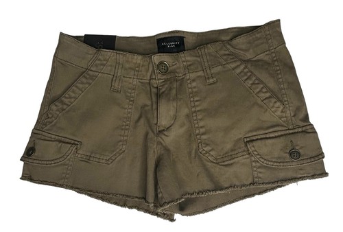 Celebrity Pink Women's / Juniors Raw Edge Shorts Dusky Green Size Medium