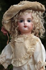 Antique Jumeau Bru doll dress 1890s w Hat beautiful for a doll from 24"-28"