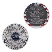 U.S. Navy Core Values Honor Courage Commitment Challenge Coin