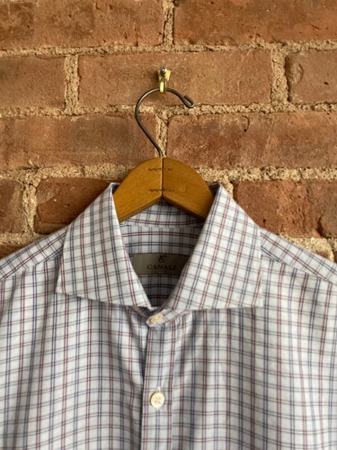 Canali Men's Dress Shirt, Size Medium, Italy Blue