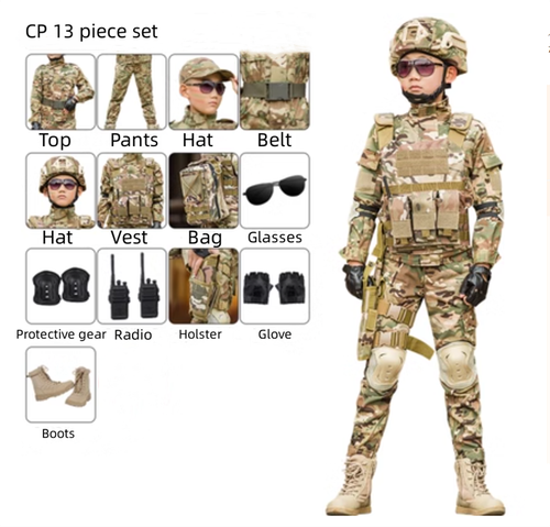 Children's Camouflage Suit Special Forces Military Training Uniform with Helmet - Picture 26 of 34