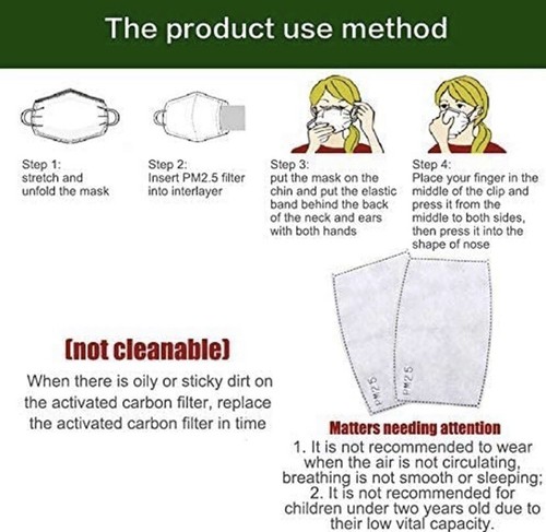 Mascarilla de tela facial reutilizable lavable ajustable con filtro PM2.5 de 6 piezas - Imagen 9 de 10