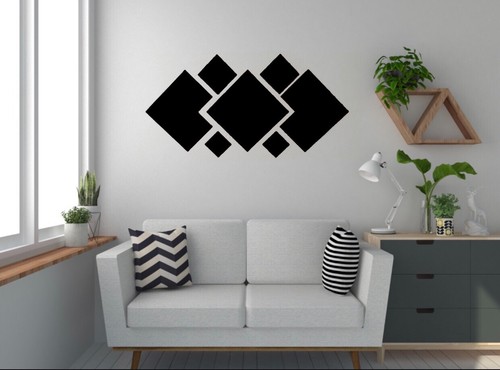 Burgundy Red Square Design Wall Decal For Home/Business Wall Accent Sticker - Bild 6 von 6