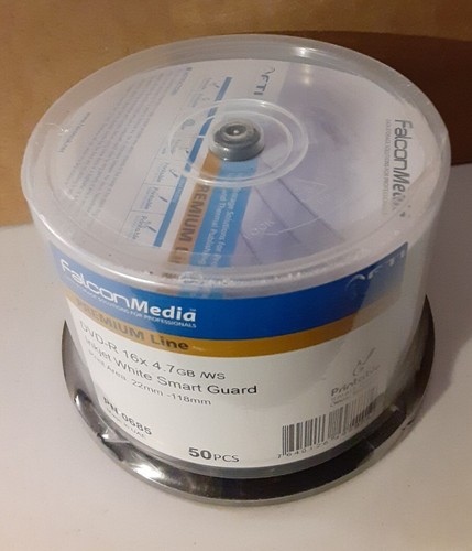 100-Pak FalconMedia SMART GUARD WATER RESISTANT & GLOSSY White Inkjet 16X DVD-Rs - Picture 2 of 2