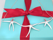 Tiffany & Co Silver Peretti Triple Three Starfish Star Fish Necklace 17